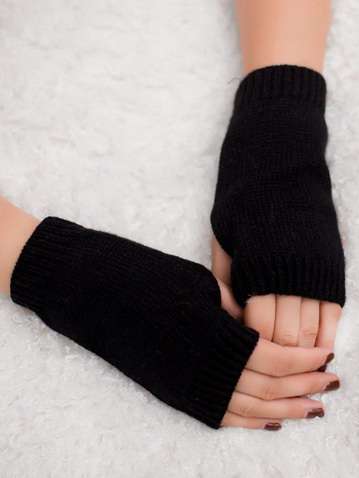 

Outdoor Knit Fingerless Gloves, Black
