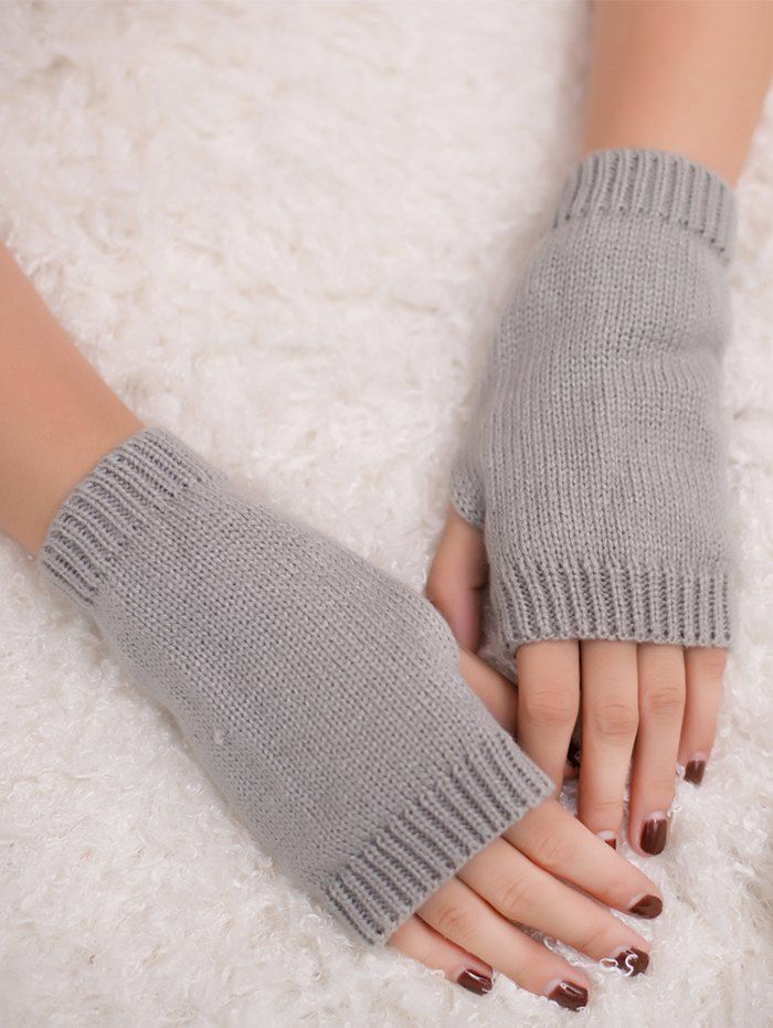 

Outdoor Knit Fingerless Gloves, Light gray
