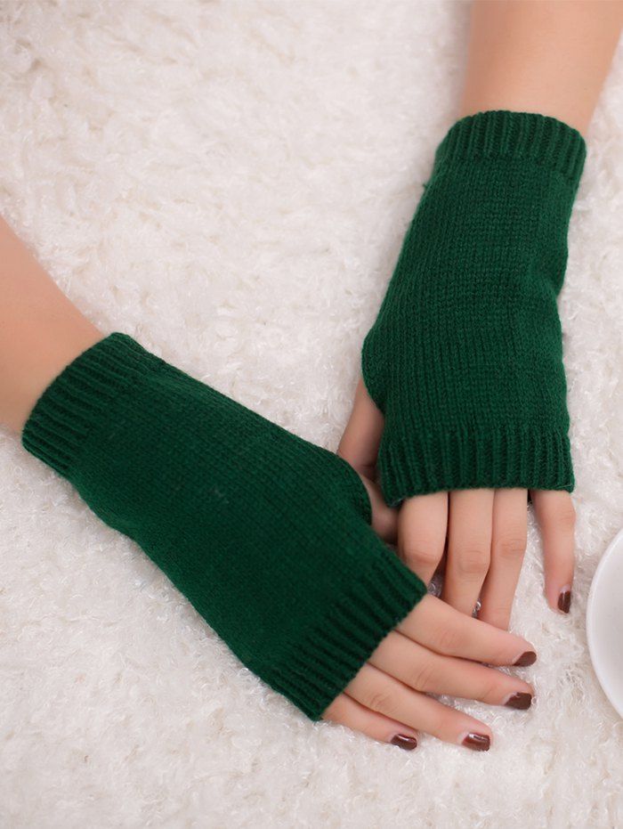 

Outdoor Knit Fingerless Gloves, Blackish green