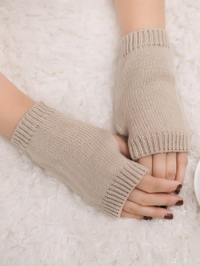 

Outdoor Knit Fingerless Gloves, Beige