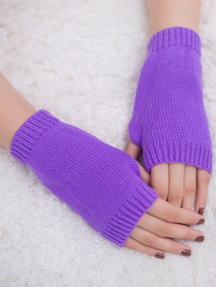 

Outdoor Knit Fingerless Gloves, Purple