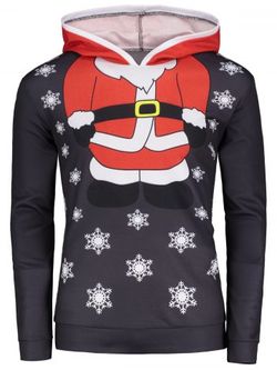 Sweatshirt à Capuche Imprimé Père Noël et Flocons de Neige - COLORMIX - L
