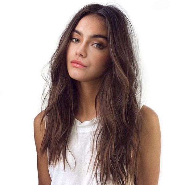

Long Center Parting Shaggy Natural Straight Synthetic Wig, Brown