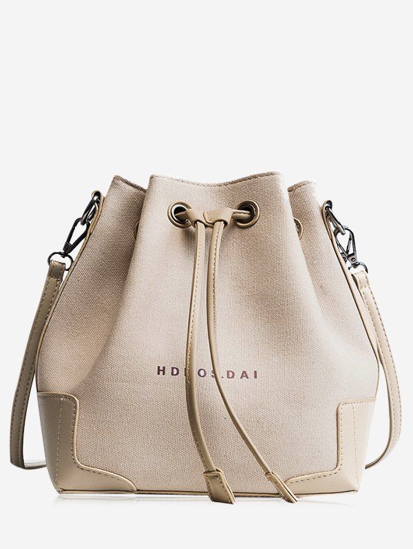 Letter Canvas Drawstring Crossbody Bag Letter Canvas Drawstring Crossbody Bag