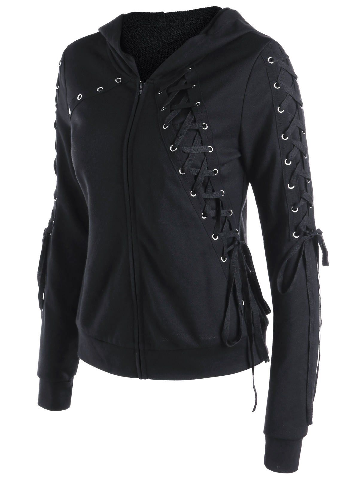 white lace up hoodie