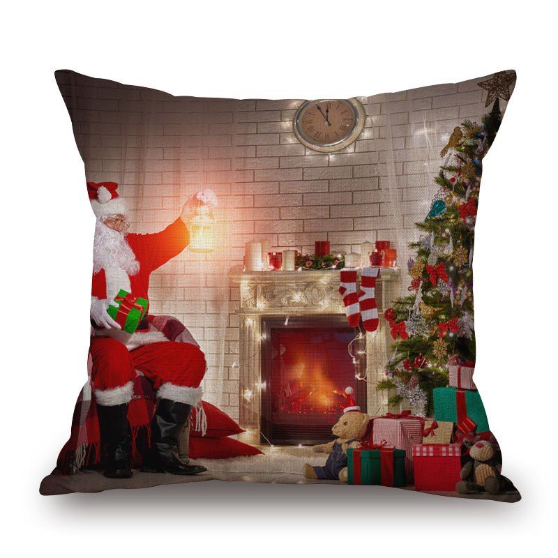 

Christmas Fireplace Santa Claus Decorative Pillowcase, Colormix