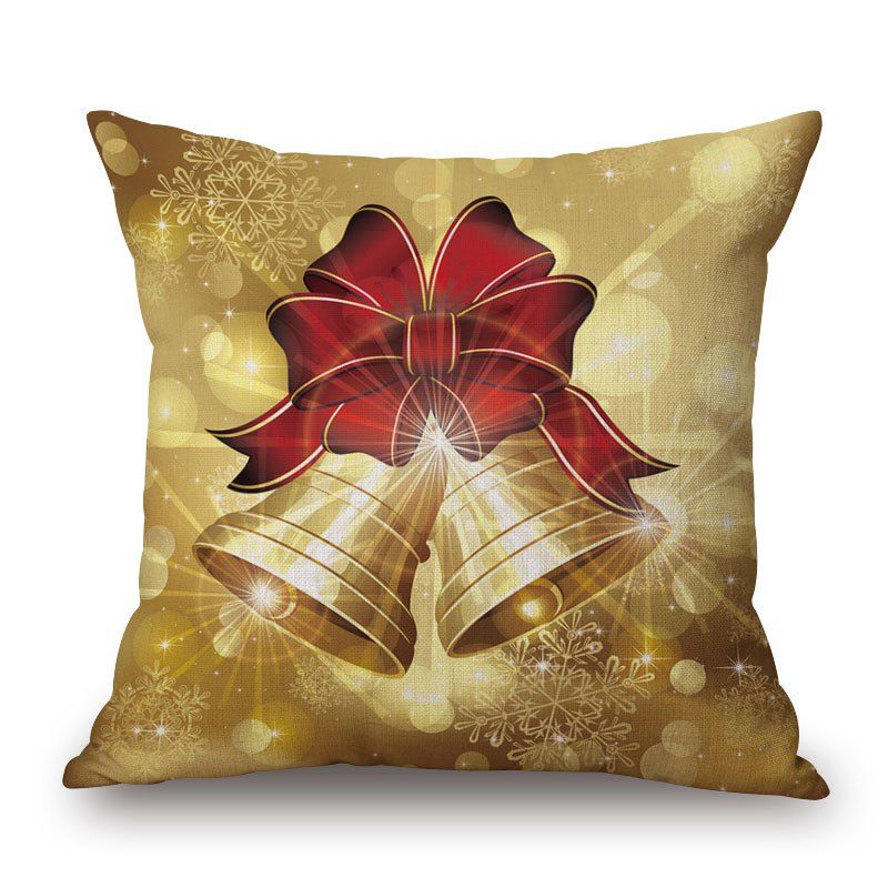 

Christmas Bells Printed Decorative Pillowcase, Light brown