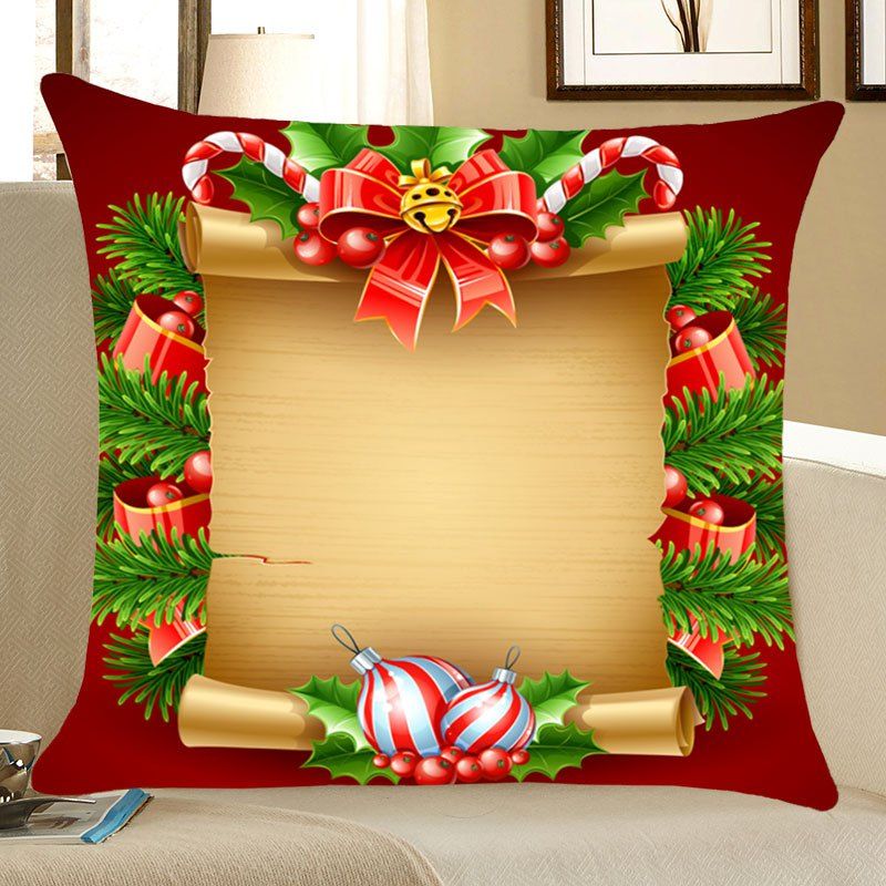 

Christmas Scroll Decorations Patterned Throw Pillow Case, Yellow and red