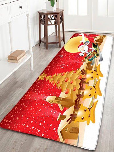 

Christmas Moon Santa Claus Deer Nonslip Bath Mat, Red