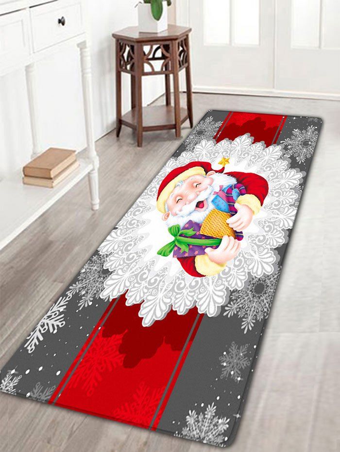 

Santa Claus Print Christmas Flannel Skidproof Bath Rug, Colormix