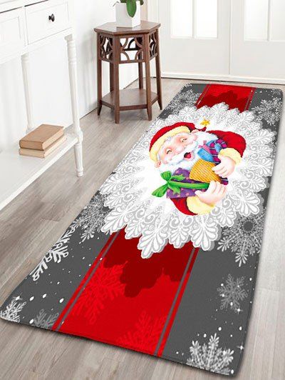 

Santa Claus Print Christmas Flannel Skidproof Bath Rug, Colormix