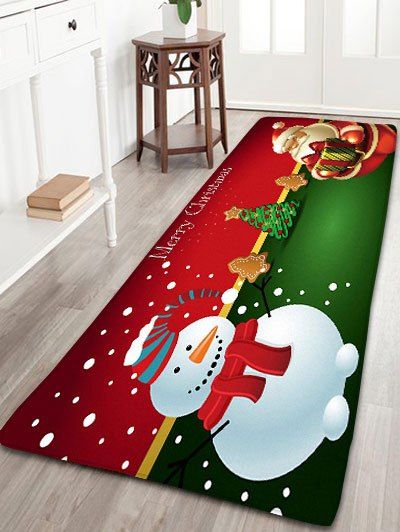 

Flannel Nonslip Christmas Snowman Santa Claus Bath Mat, Red