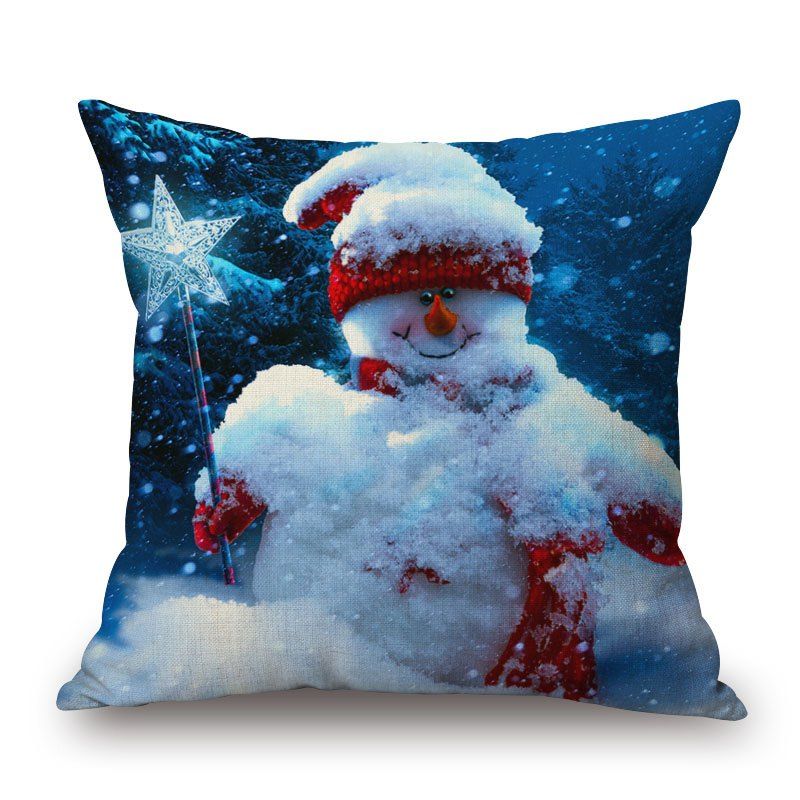 

Christmas Snowman Star Stick Printed Pillowcase, Colormix