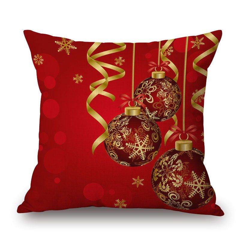 

Baubles Christmas Print Decorative Sofa Pillowcase, Red