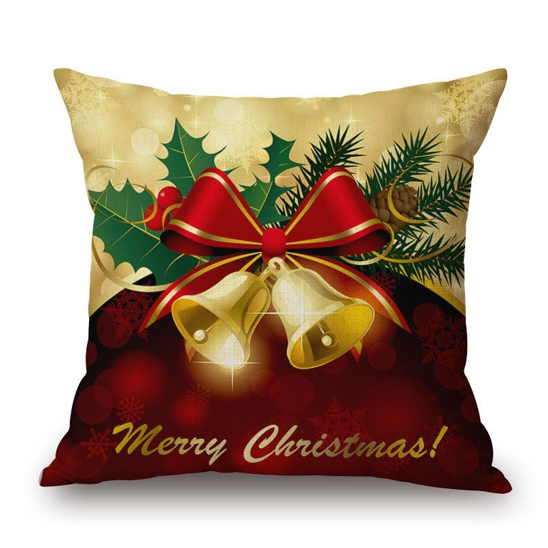 

Christmas Bowknot Bells Print Decorative Sofa Pillowcase, Colormix
