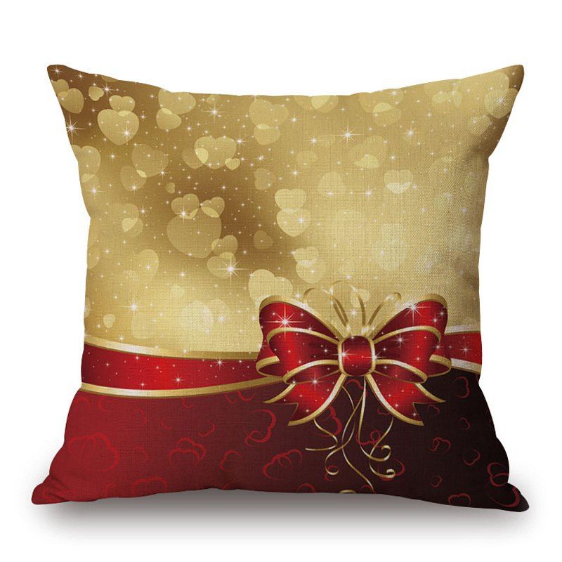

Christmas Bowknot Print Decorative Sofa Pillowcase, Colormix