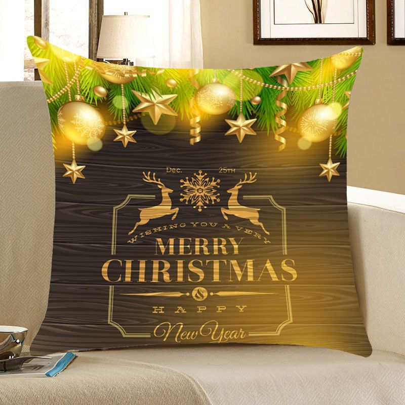 

Christmas Elks Decorations Printed Throw Pillow Case, Light green