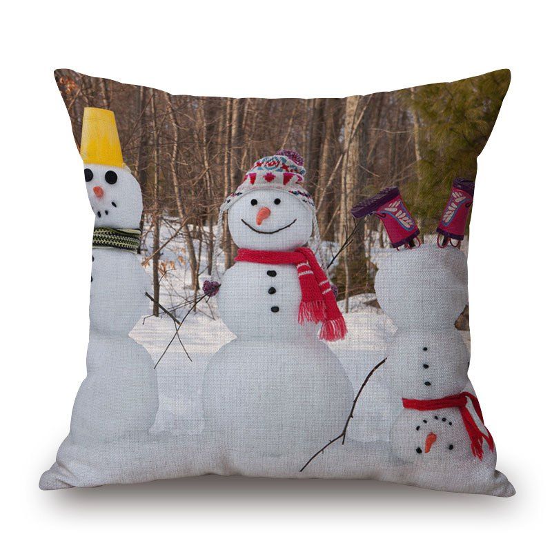 

Christmas Snowman Family Printed Pillow Case, Colormix