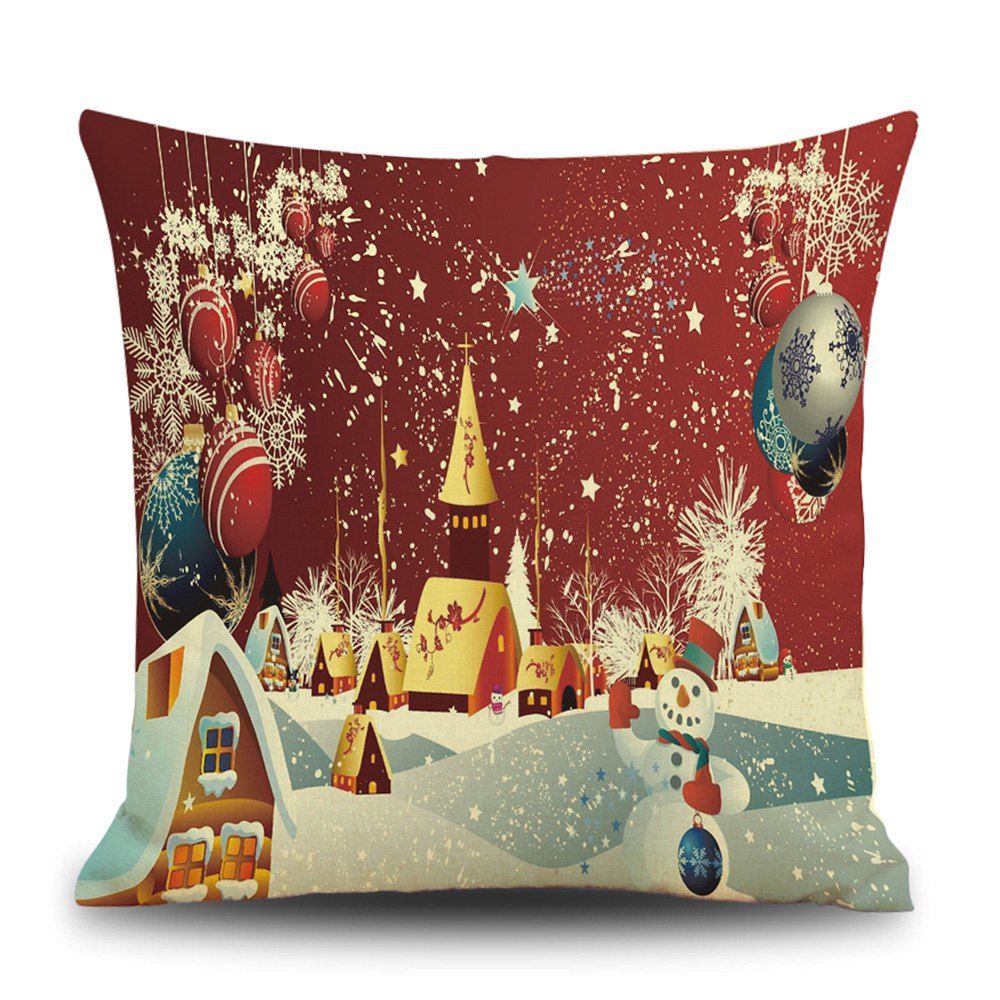 

Christmas Snowflake Snowman Star Print Pillowcase, Colormix