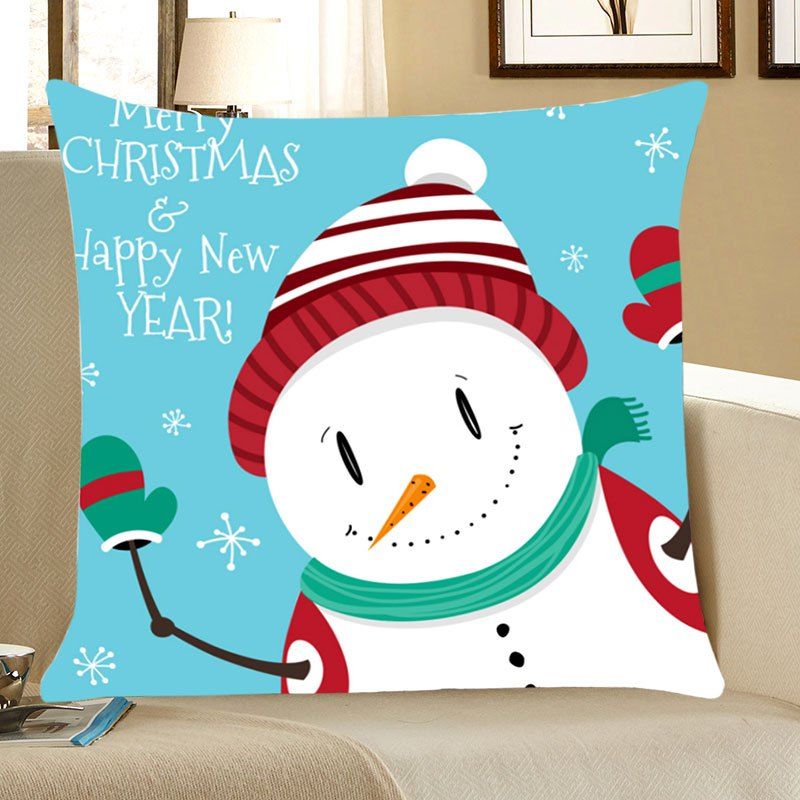 

Merry Christmas Happy New Year Snowman Pillowcase, Colorful