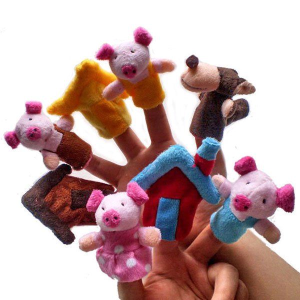 

8 Pcs/Set Pig Family Shape Finger Puppet, Colorful