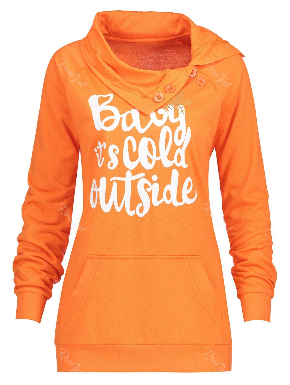 

Christmas Letter Snowflake Print Plus Size Sweatshirt, Orange