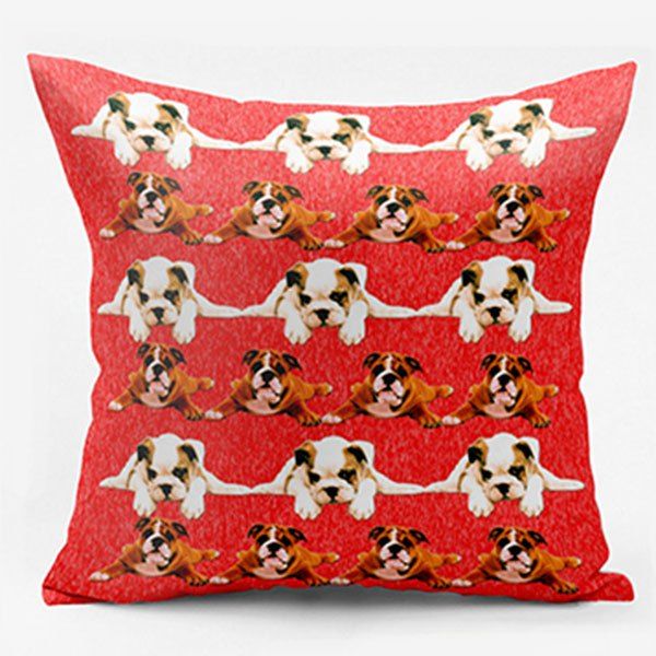 

Cute Pug Double Sided Printed Decorative Pillow Case, Red