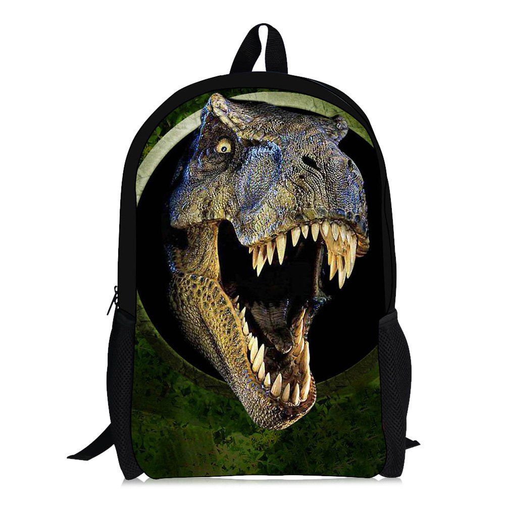 

3D Animal Print School Backpack, Green and white and apricot