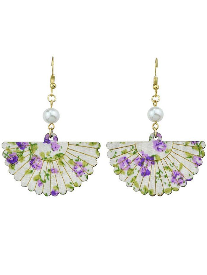 

Faux Pearl Fan Shaped Flower Hook Earrings, Purple