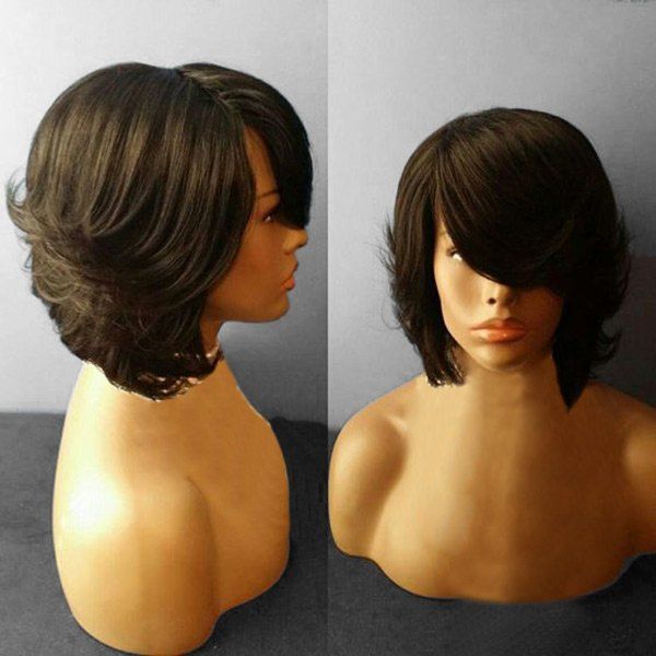 

Side Parting Medium Feathered Straight Synthetic Wig, Black