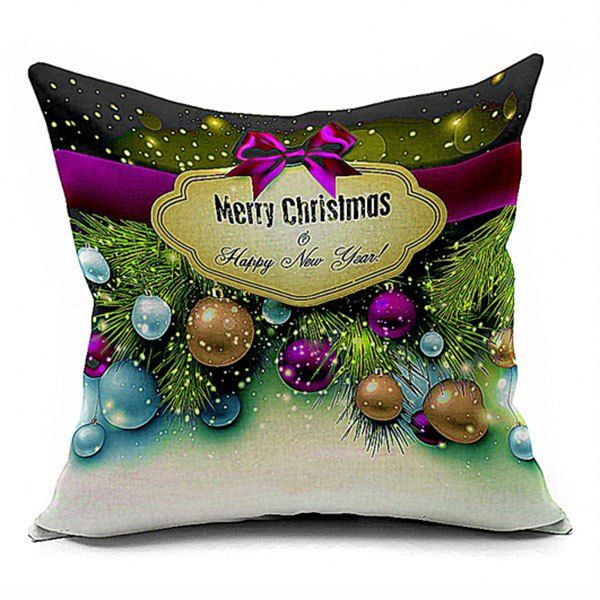 

Christmas Ball Printed Decorative Throw Pillowcase, Colormix