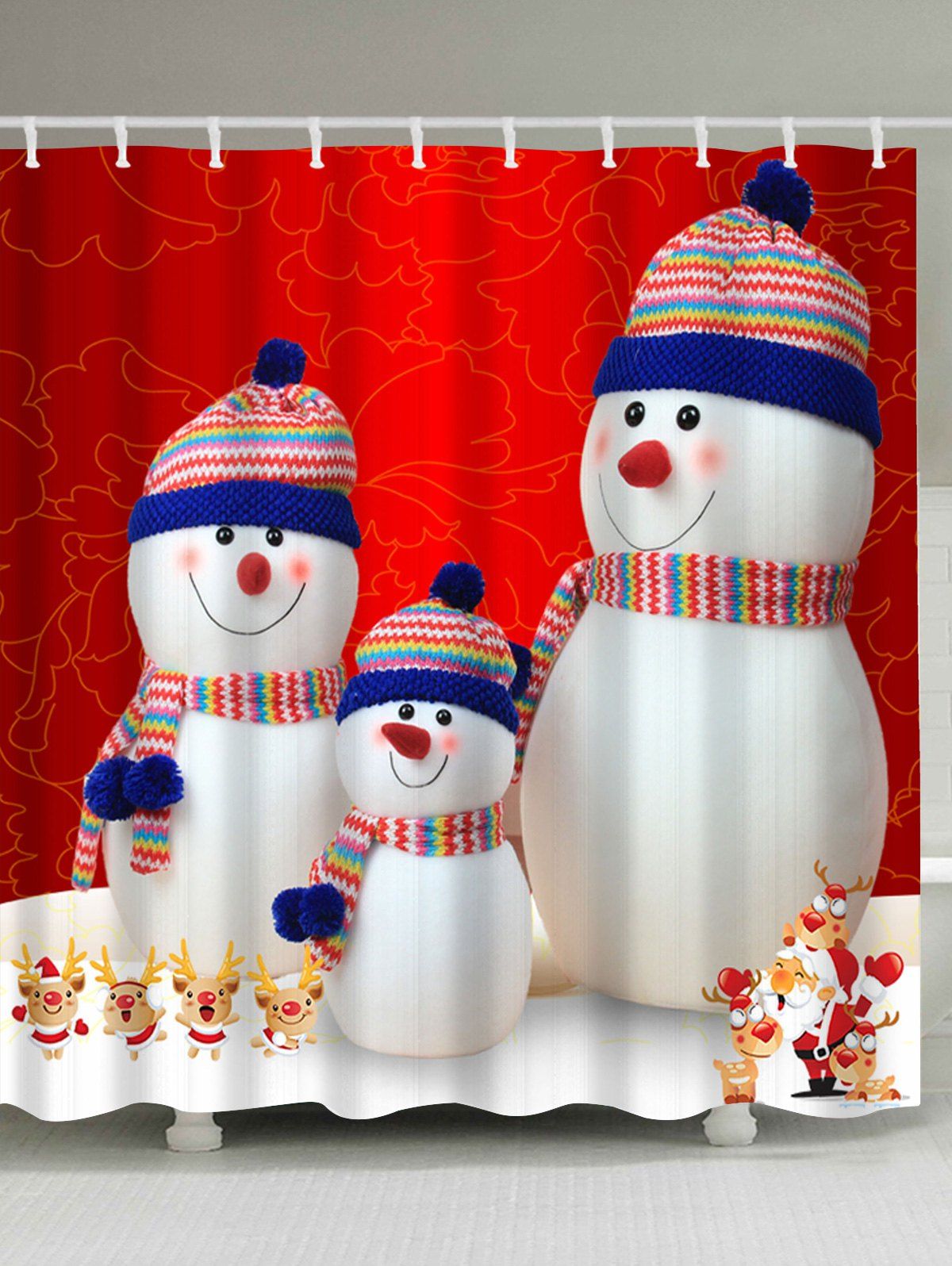 

Christmas Snowman Family Waterproof Polyester Shower Curtain, Colormix