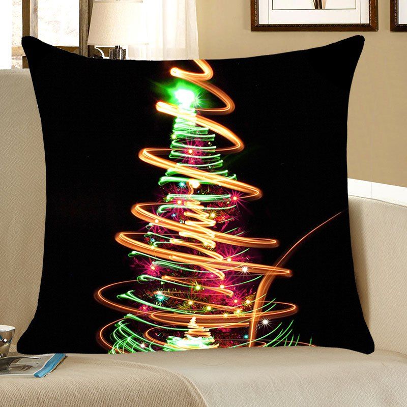 

Colorful Lighting Christmas Tree Printed Decorative Pillow Case