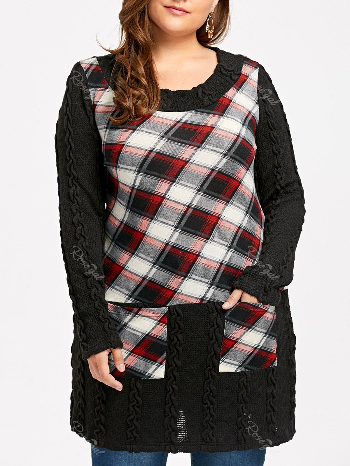 plus size plaid tops