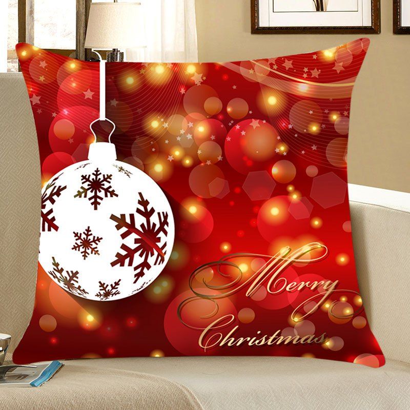 

Christmas Baubles Pattern Decorative Pillow Case, Red