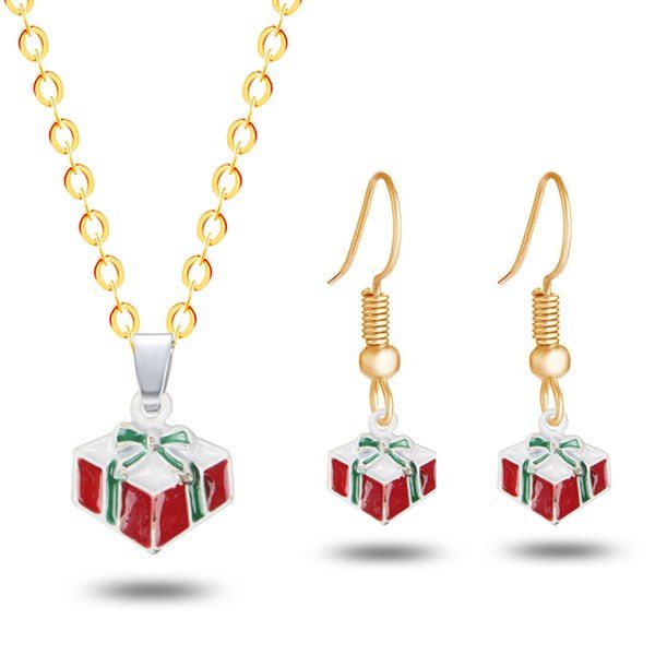 

Bowknot Christmas Gift Necklace and Earrings, Golden