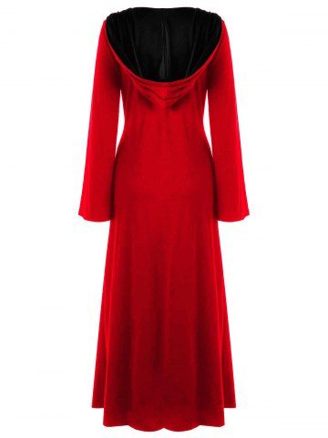 

Halloween Plus Size Lace Up Hooded Maxi Dress, American beauty