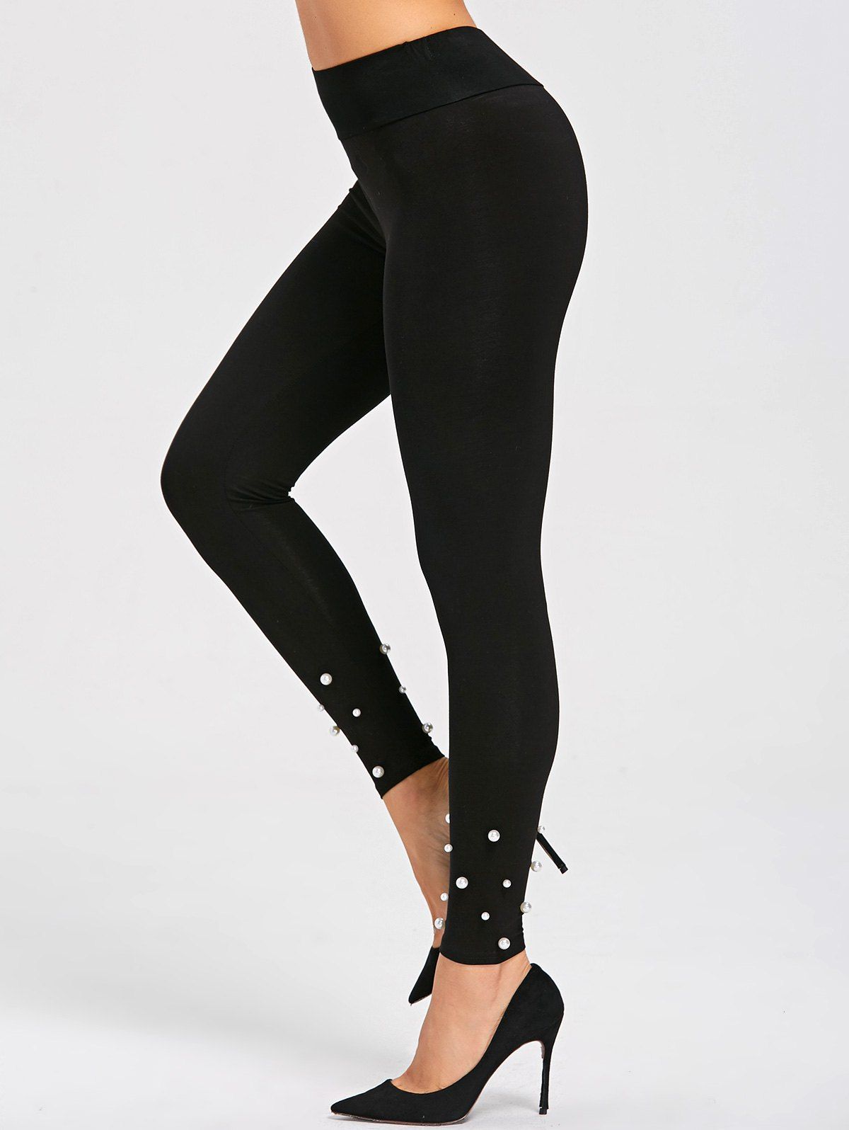 

Beading Embellished Leggings, Black