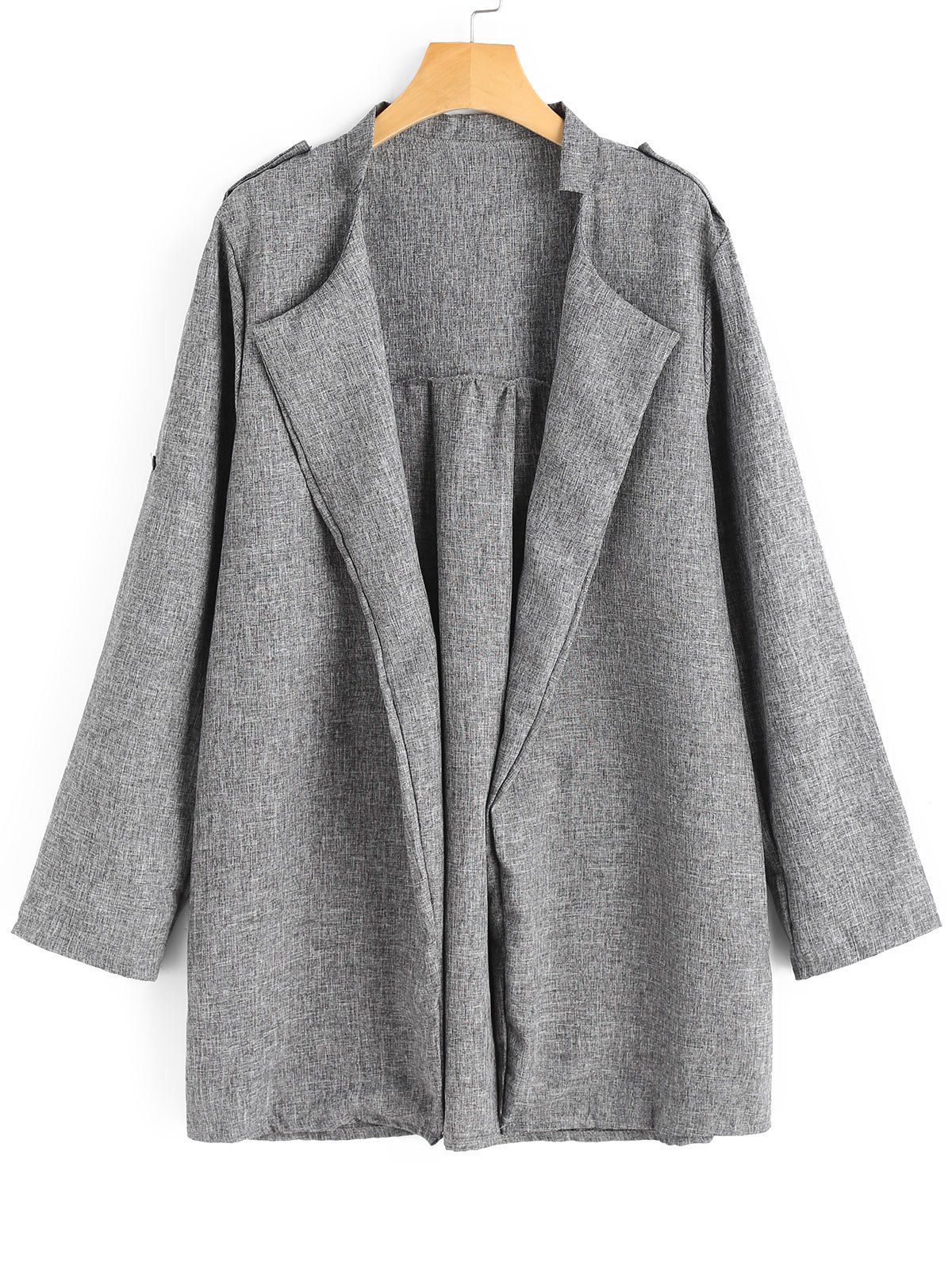 

Plus Size Open Front Heathered Coat, Gray