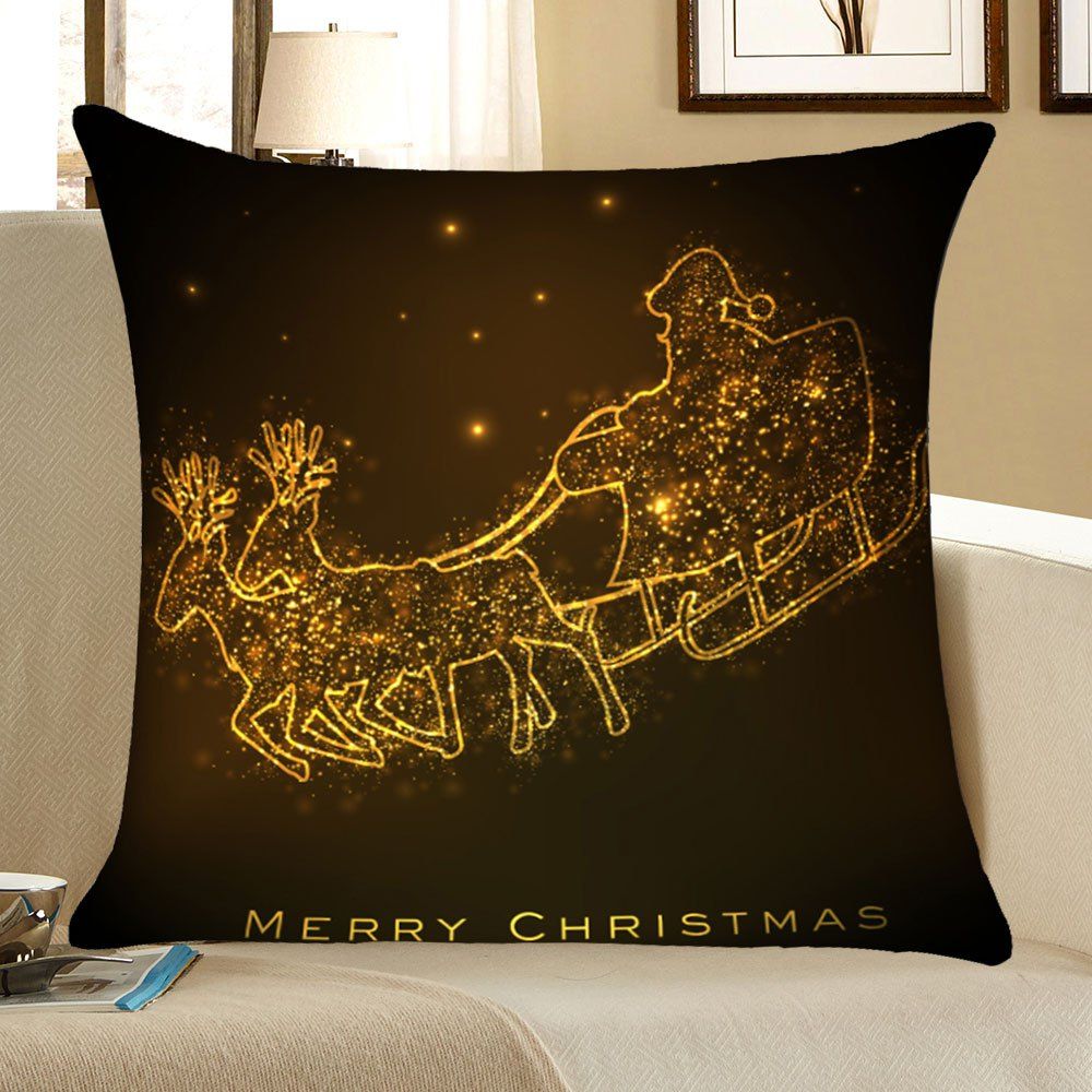 

Christmas Golden Carriage Pattern Square Pillow Case