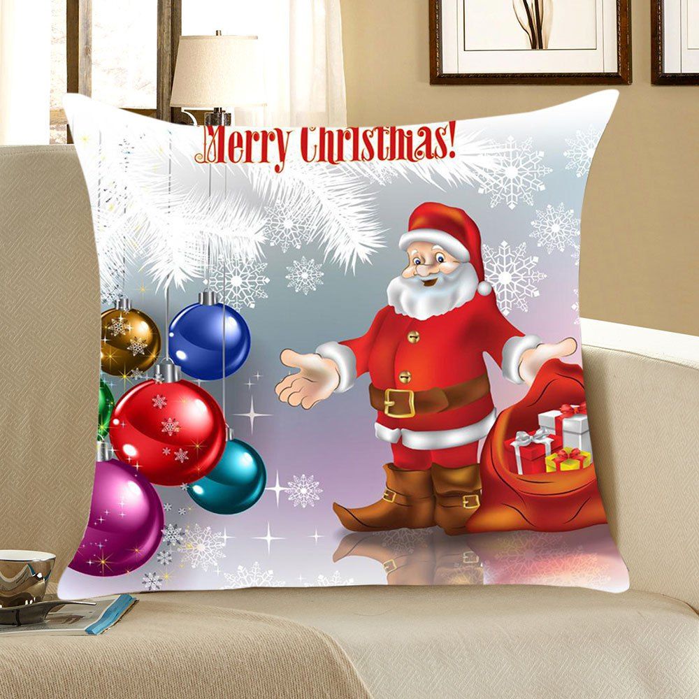 

Father Christmas and Baubles Printed Decorative Pillow Case, Colorful