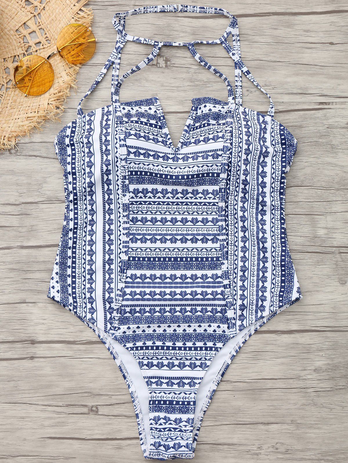 

Tribe Print High Cut One Piece Swimwear, Colormix