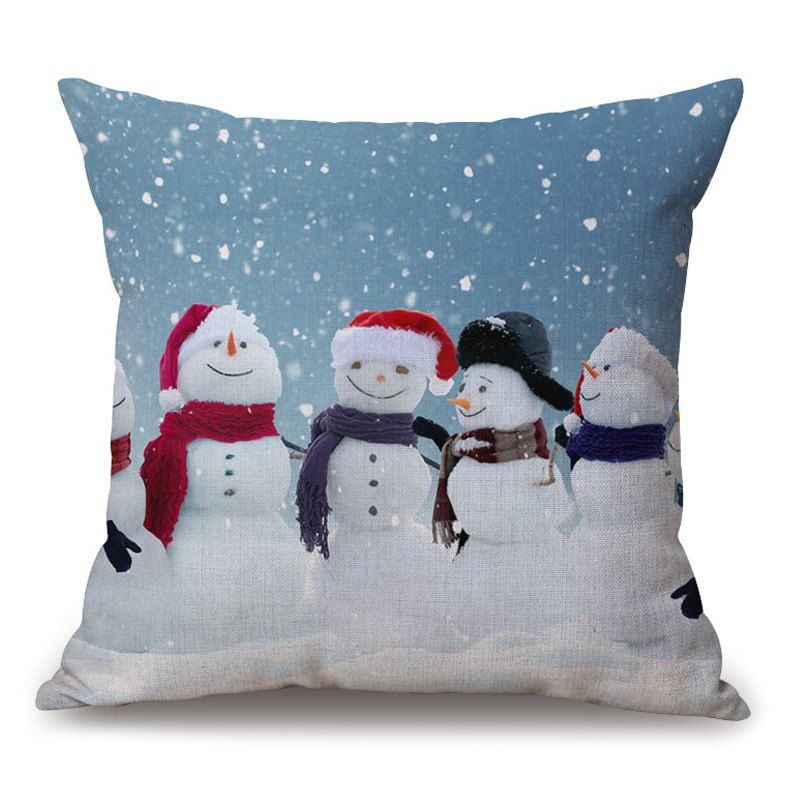 

Christmas Snowman Family Print Thick Throw Pillow Case, Colormix