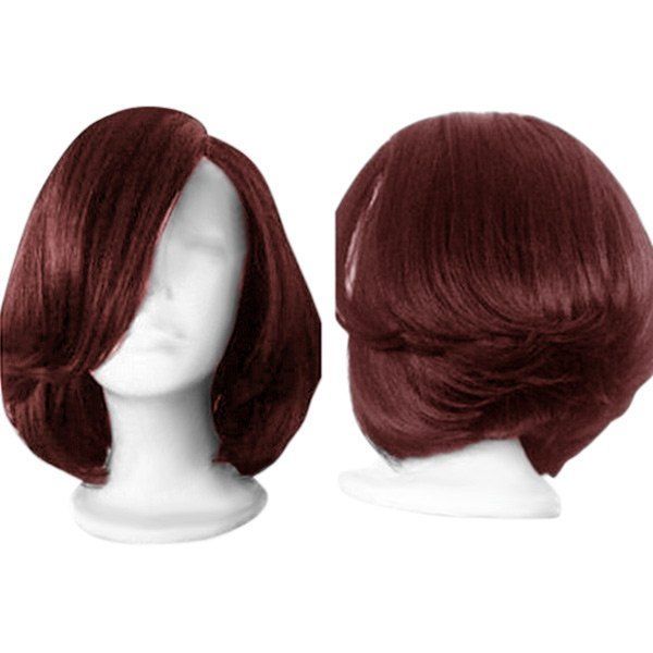 

Side Parting Straight Short Feathered Bob Synthetic Wig, Wine red