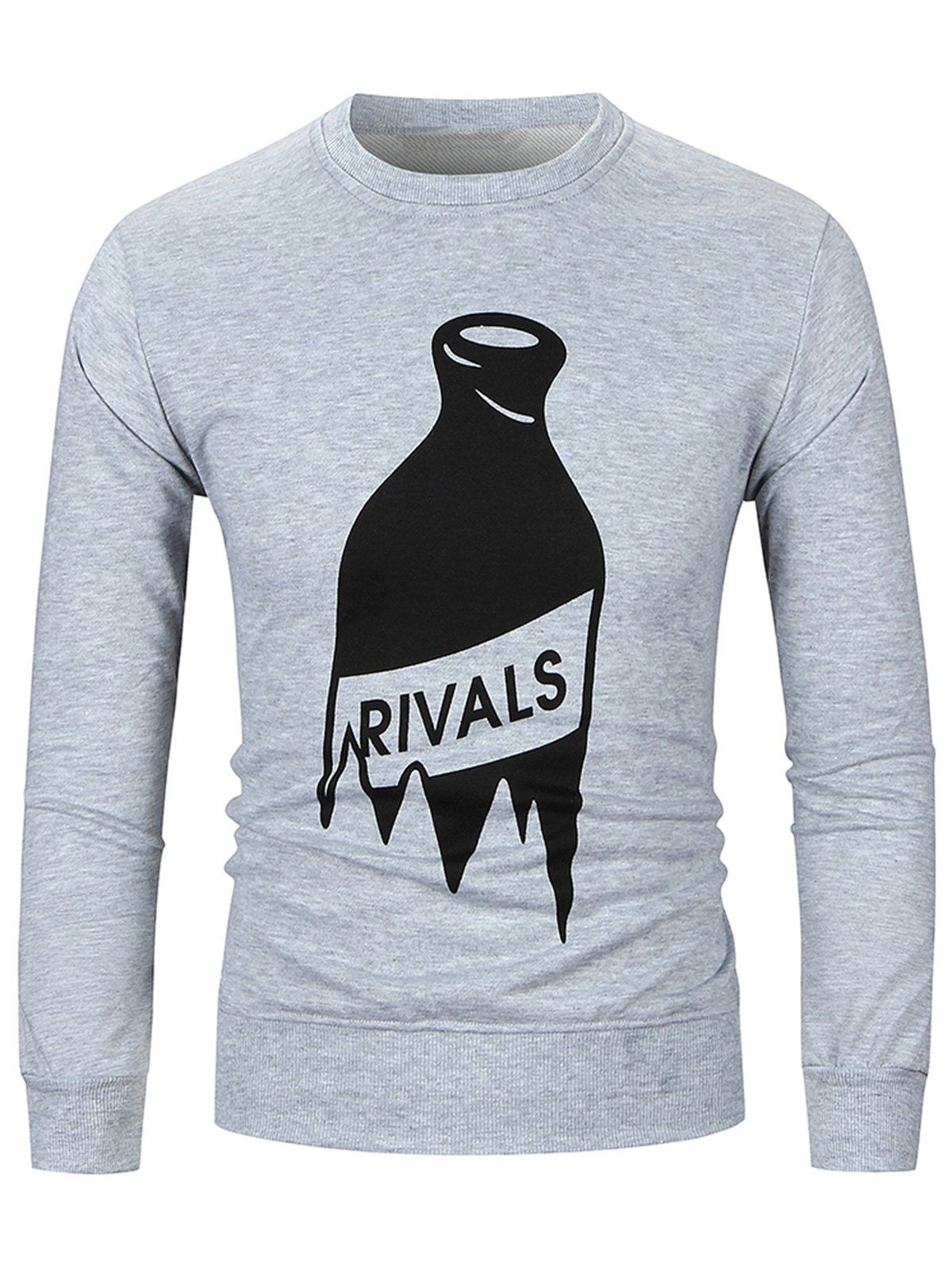 

Winebottle Print Crew Neck Sweatshirts, Gray