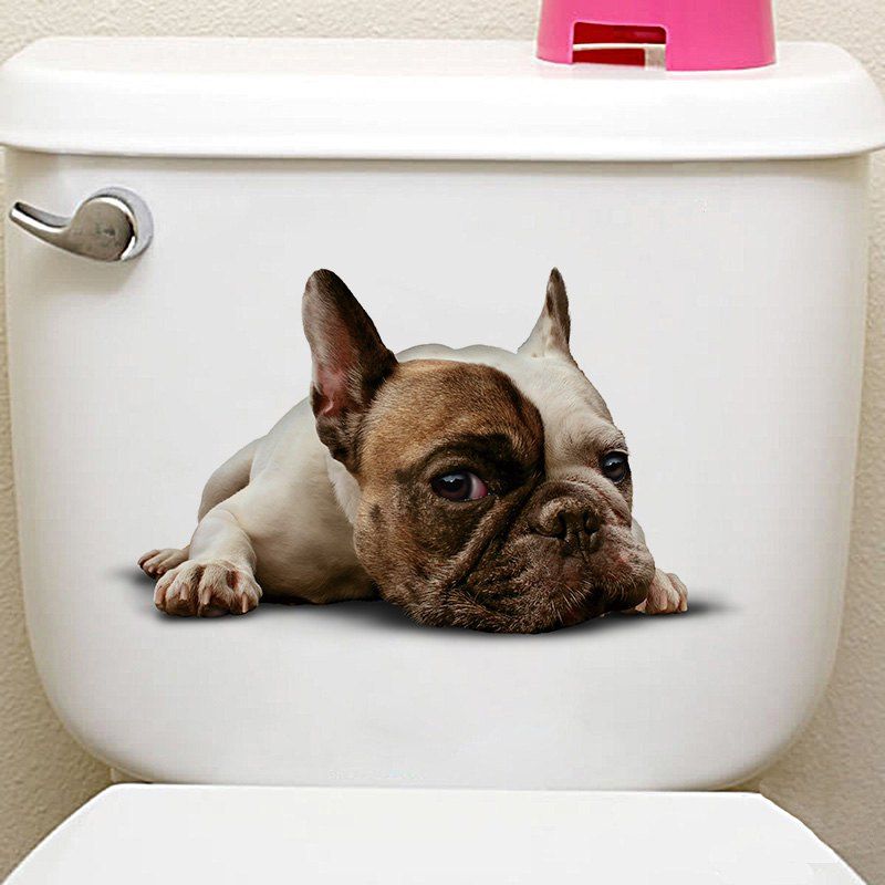 

3D Animal Toilet Closestool Wall Decor Sticker, Coffee
