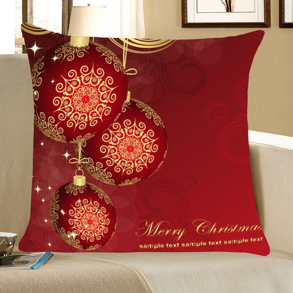 

Christmas Balls Pattern Throw Pillow Case, Deep red