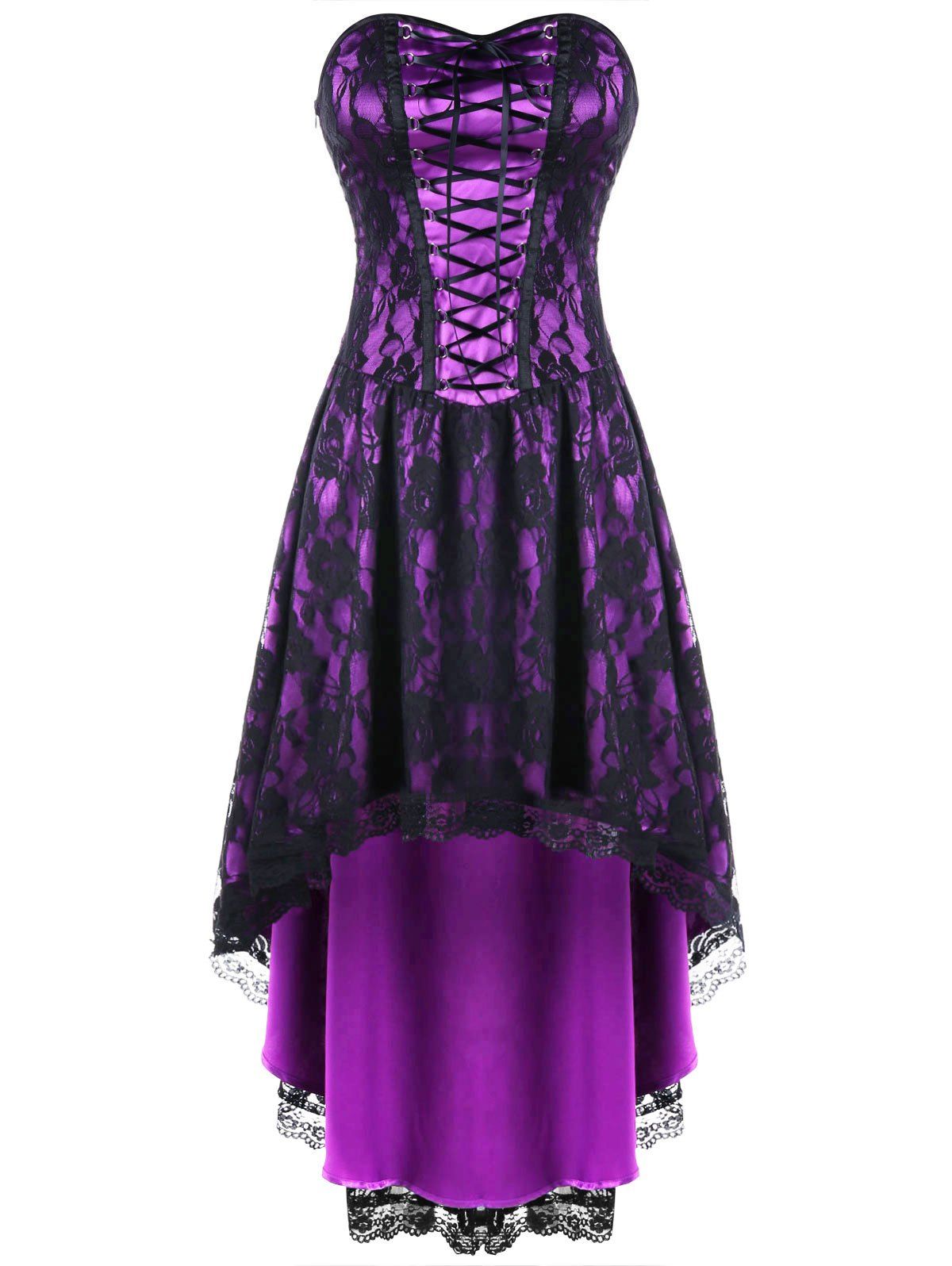 purple dip hem dress