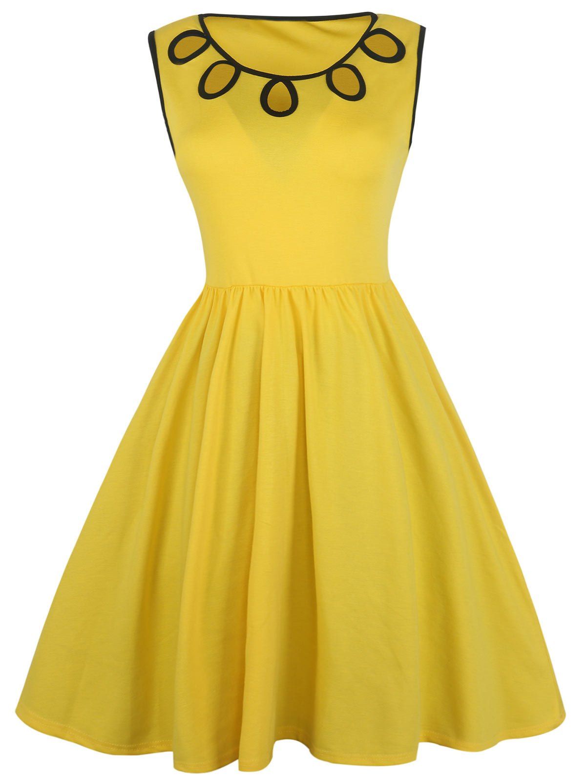 

A Line Cut Out Sleeveless Dress, Yellow