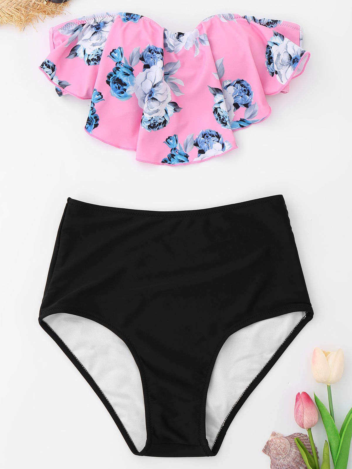 

Flower Print Flounce Bikini Swimwear, Colormix